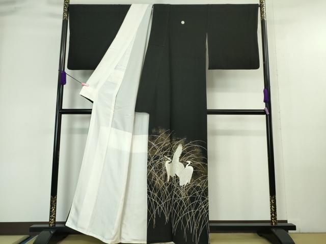 平和屋本店■極上　山口静樹　山口美術織物　黒留袖　御衣　錦繍　白鷺　冊子付き　逸品　DZAA6226kh5 平和屋本店□極上 山口静樹 山口美術織物 黒留袖 御衣 錦繍 白鷺 冊子