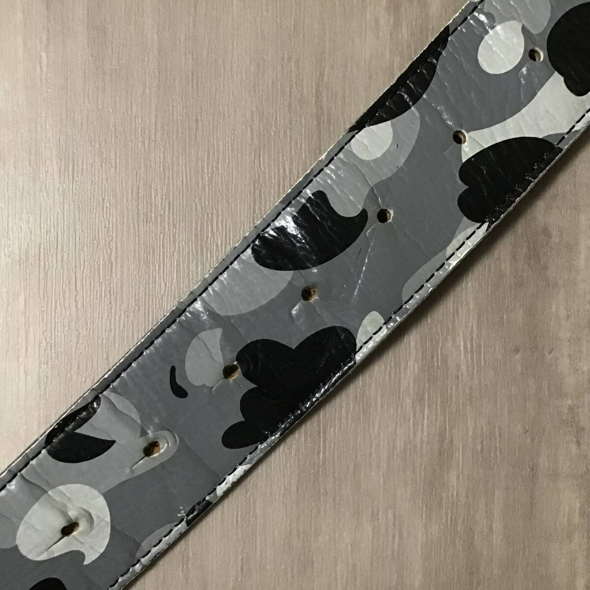 BAPE camo レザー ベルト グレー Lサイズ a bathing ape leather belt