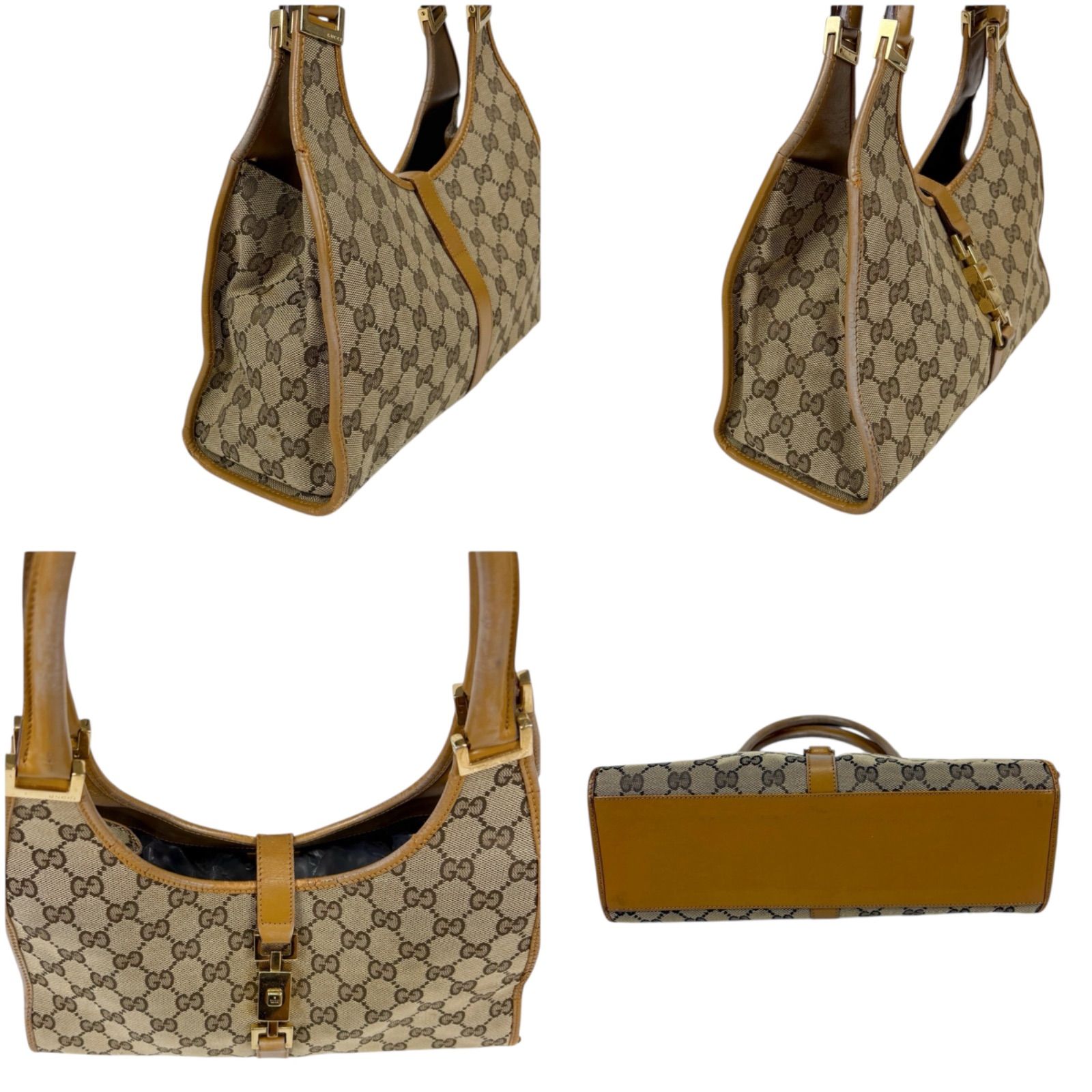 GUCCI グッチ ジャッキー GGキャンバス ハンドバッグ ベージュ 楽天市場】GUCCI グッチ ジャッキー ベージュ ホワイト シルバー
