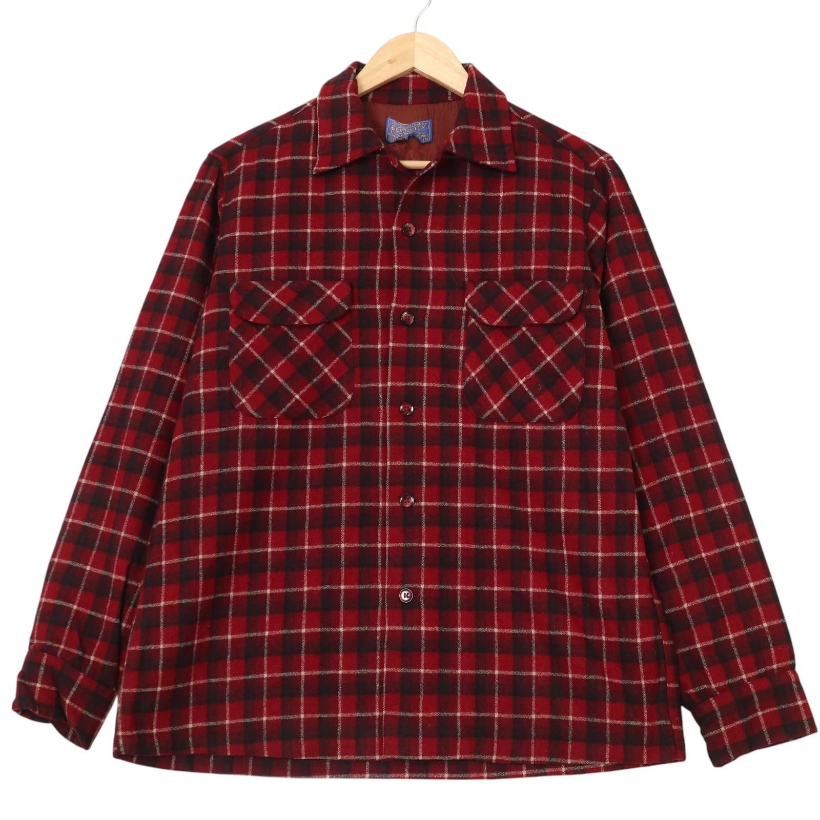 60年代 USA製 PENDLETON ペンドルトン ボードシャツ ヴィンテージ チェック レッド (メンズ M) 中古 古着 A3654