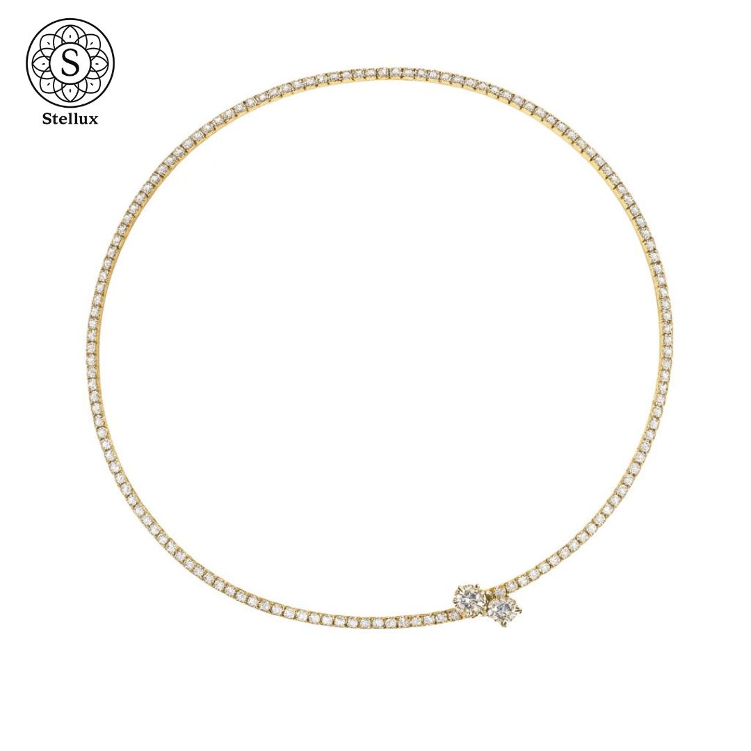 女性人気No.1 モアサナイト チョーカー ネックレス テニスチェーン S925 シルバー925 18Kゴールドコーティング VVS Dカラー GRA鑑定書 感 上品 クリスマス プレゼント ギフト Stellux 結婚式 成人式 デート