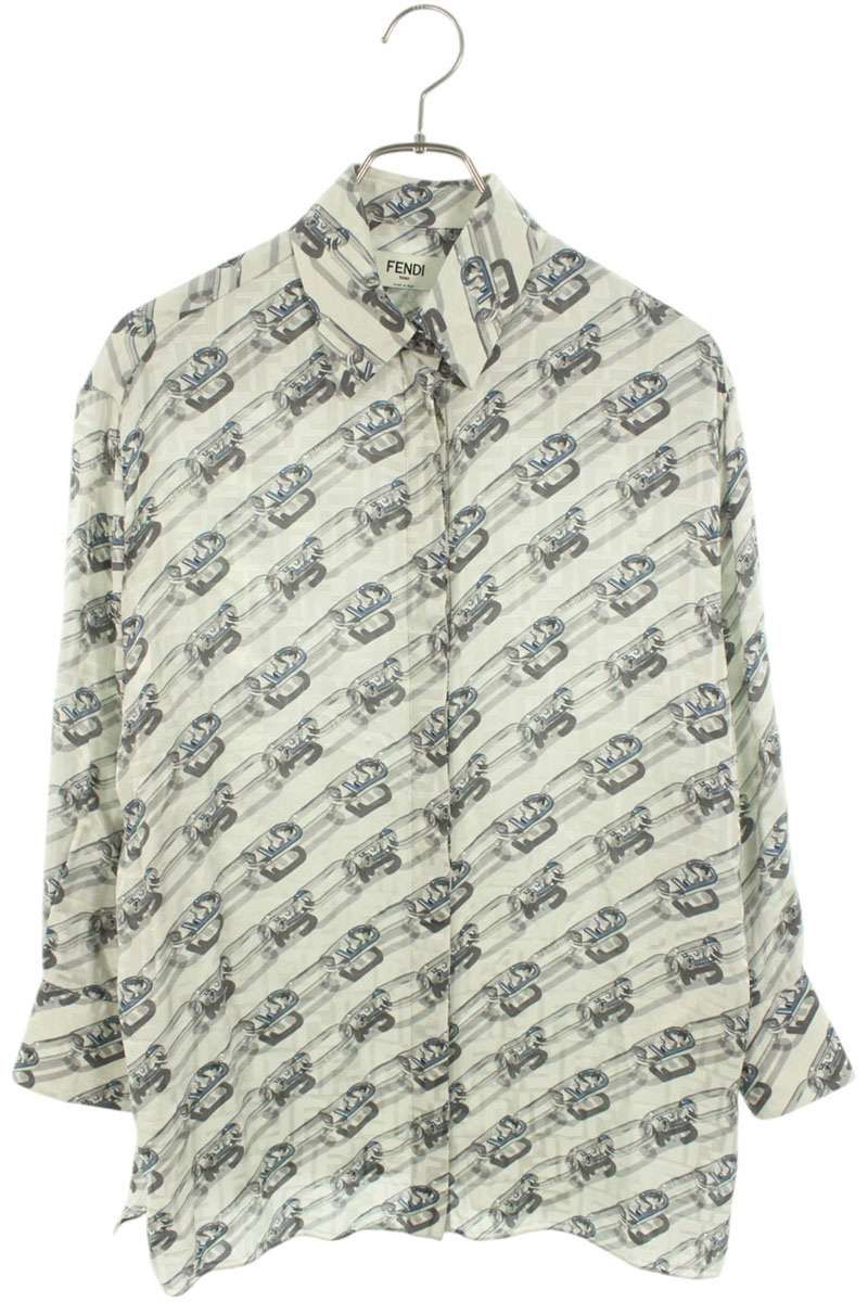 FENDI チェック柄 長袖 レディースシャツ　中古 2104102182751-1.jpg