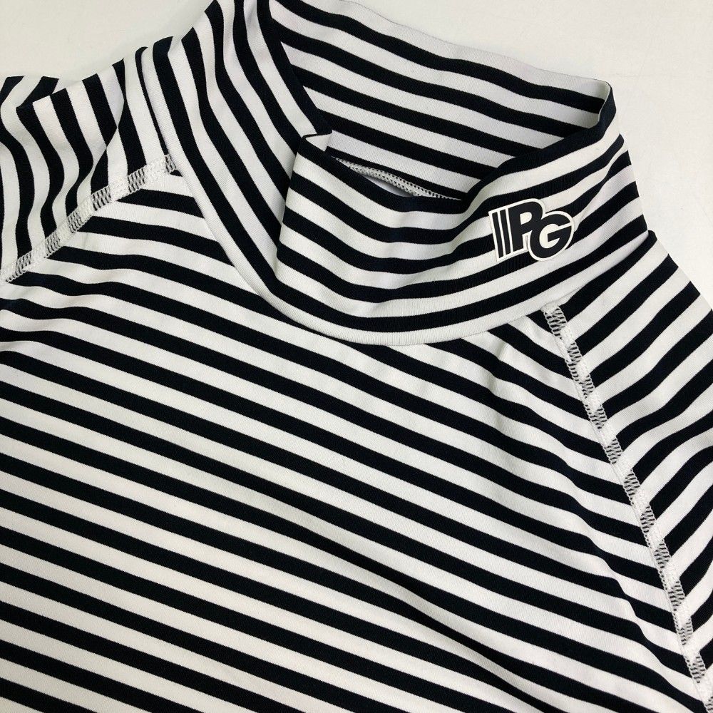 サイズ：5 PEARLY GATES パーリーゲイツ  ハイネック 長袖Tシャツ ボーダー柄 ホワイト系 [240101437126] ゴルフウェア メンズ ストスト サイズ：5 PEARLY GATES パーリーゲイツ ハイネック 長袖Tシャツ