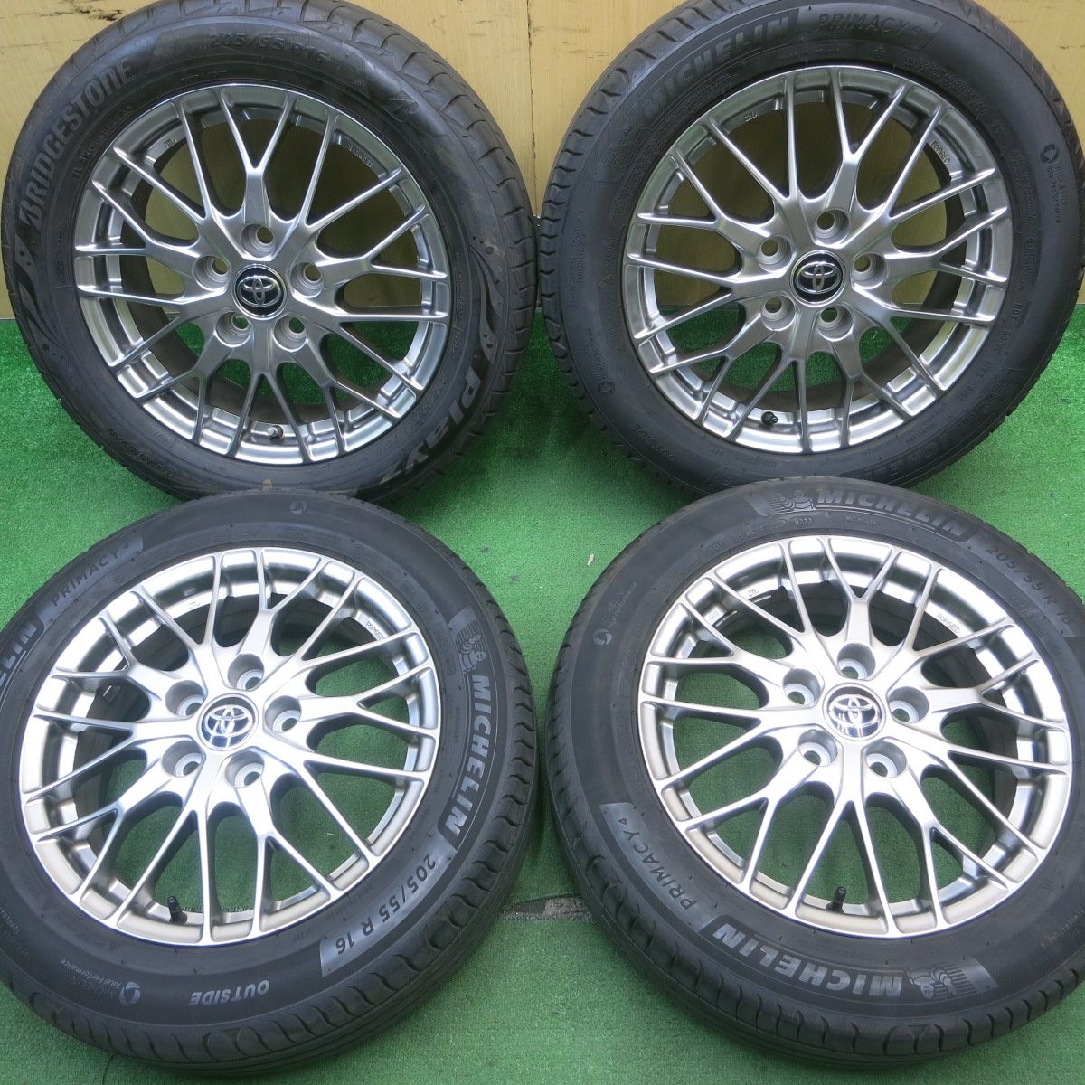 バリ溝 23年 キレイ 9.5分 トヨタ 80系 ノア ヴォクシー 純正 BBS 205|55R16 ミシュラン プライマシー4 ブリヂストン プレイズ PX-RV2 16インチ PCD114.3|5H 5051802NJノ