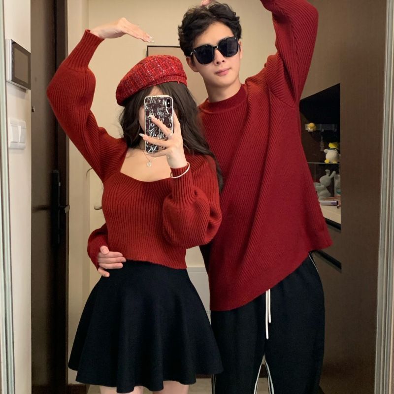 2点セットペアルック カップル ニットセーター ス 韓国 レディース メンズ お揃い ニット セーター 可愛い お洒落 長袖 春秋冬 学院風 お出かけ セーター ニットセーター ニット レディース メンズ カップル