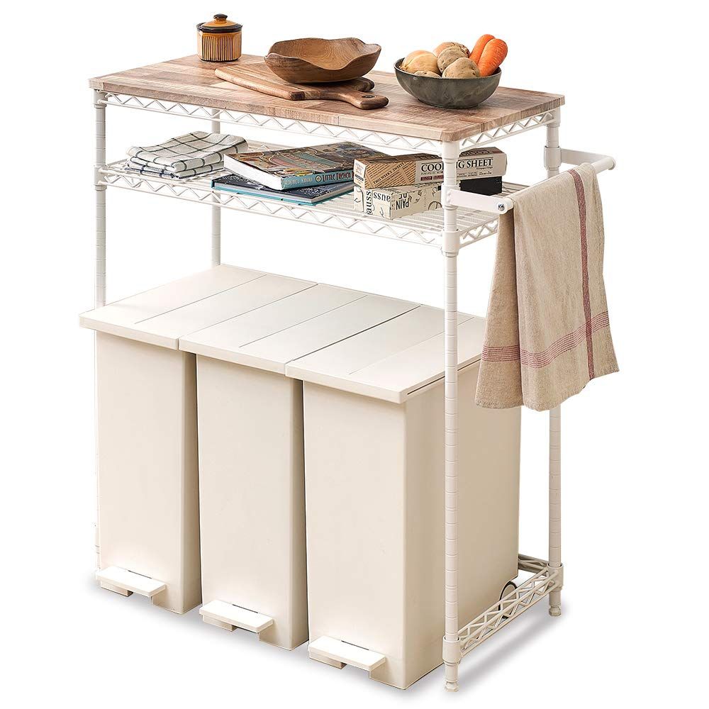 アイリスオーヤマ レンジ台 キッチンラック 幅75×奥行36×高さ90cm ロータイプ 耐荷重80kg メタル ゴミ箱上 組立品 スチール製 ホワイト CMM-PRL7590 IRIS OHYAMA