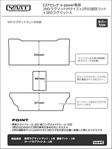 YMT 新型セレナ e-power C27 ラバー製セカンドラグマットMサイズ+