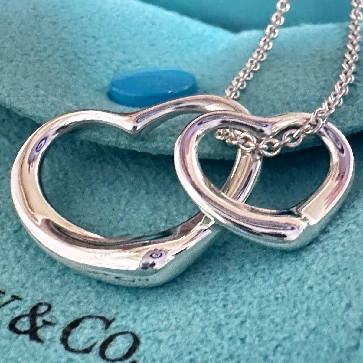 美品✨Tiffany オープンハート ダブル ネックレス シルバー オールドティファニーダブルオープンハートネックレスシルバー