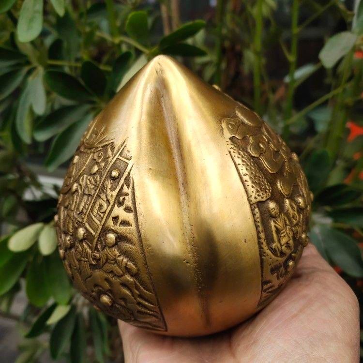 銅細工 百子桃 茶寵 装飾品 工芸品 美術品 置物 銅細工 百子