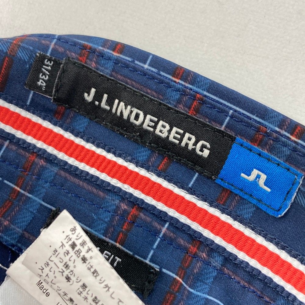 サイズ：31/34 J.LINDEBERG ジェイリンドバーグ  ストレッチパンツ チェック柄 ネイビー系 [240101444167] ゴルフウェア メンズ ストスト サイズ：31/34 J.LINDEBERG ジェイリンドバーグ ストレッチ