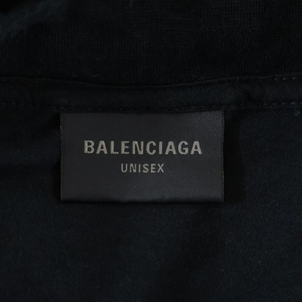 BALENCIAGA (バレンシアガ) ダメージ加工 ロゴ刺繍 長袖Tシャツ