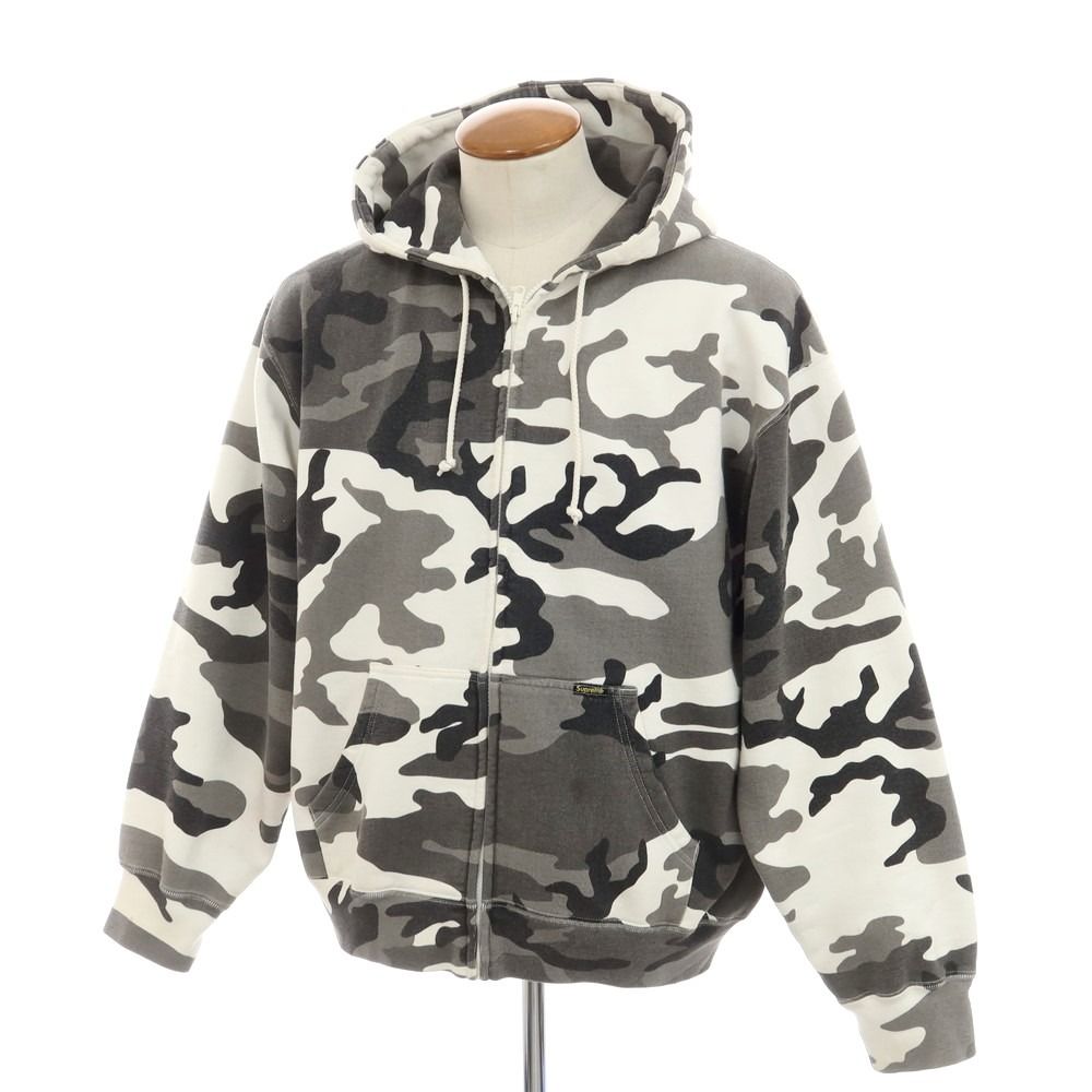 【中古】シュプリーム Supreme 2024年秋冬 Work Zip Up Hooded Sweatshirt カモフラ パーカー グレーxホワイト【サイズM】【メンズ】