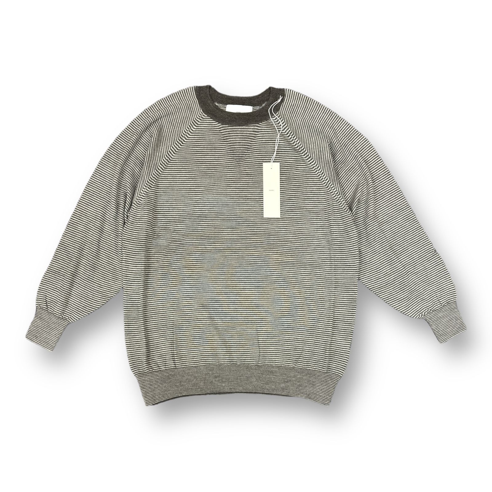 SUGARHILL / ニット・セーター(薄手)/2/ウール/グレー/ボーダー/22awkn07 定価38500円 新品 SUGARHILL 22AW HIGH GAUGE STRIPE WOOL SWEATER
