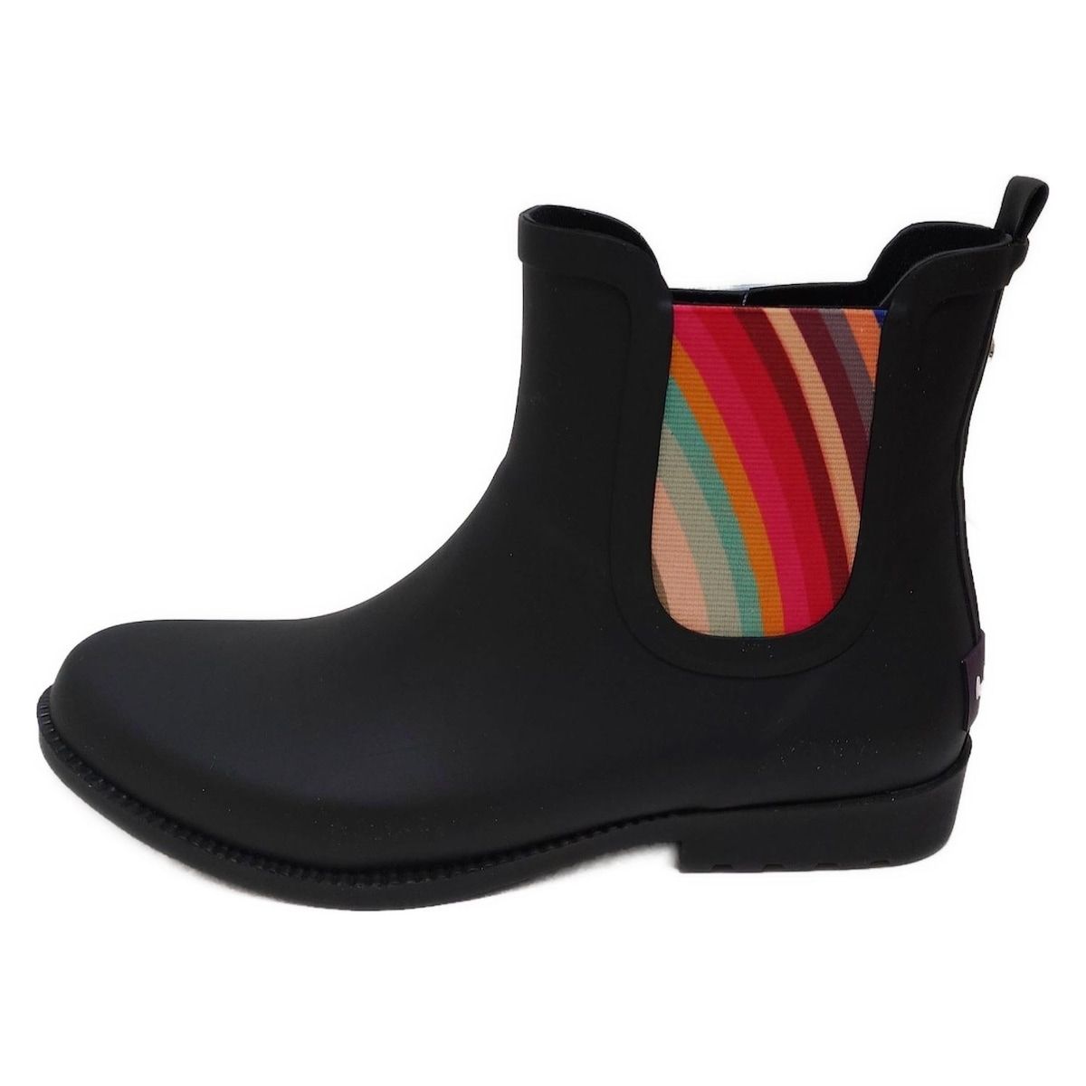 PaulSmith ポールスミス レインブーツ 38 レディース - 黒×レッド×マルチ サイドゴア|インソール取外し可