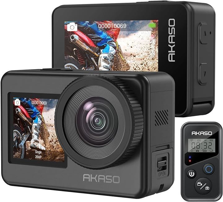 AKASO アクションカメラ Brave7 4K ウェアラブルカメラ IPX8 水中カメラ 6軸手ぶれ補正 WiFi クイックキャプチャー 8倍スローモーション 15秒HindSight 可視化リモコン 音声制御機能( Brave7)