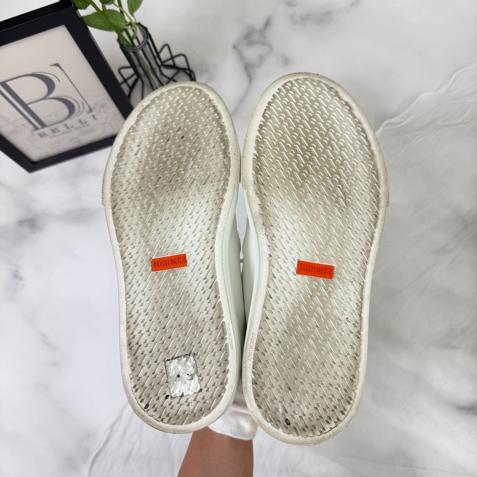 エルメス HERMES スニーカー 《デイ》 白 37 23.5 ケリー金具 新品未 