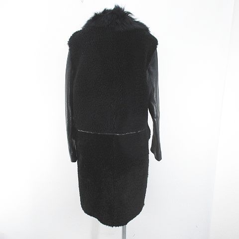 美品◆MARNI◆マルニ ムートン コート 38◆黒 マルニ MARNI ムートンコート ファー レザー 羊革 牛革 ロング丈 38 黒
