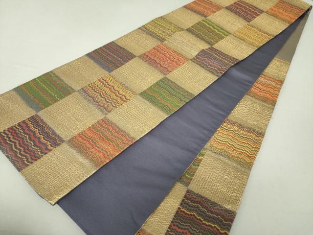 平和屋着物○西陣河村織物謹製・手織り 六通柄袋帯 唐織 ギリシャ華文