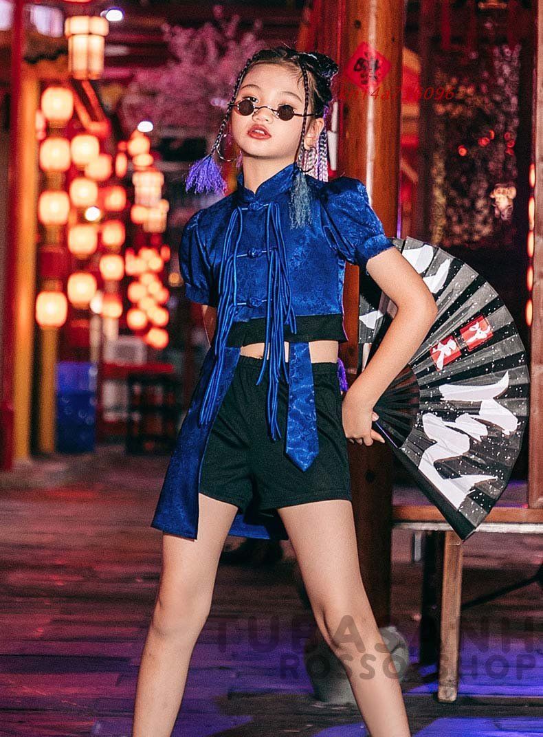 キッズ ダンス衣装 レトロ 紺 半袖 セット へそ出し ジャズダンス 応援団 ヒップホップ HIPHOP 練習着 チアガール 韓国 ステージ衣装 kni4a716096 LLC-HASEGAWATOSO_COM