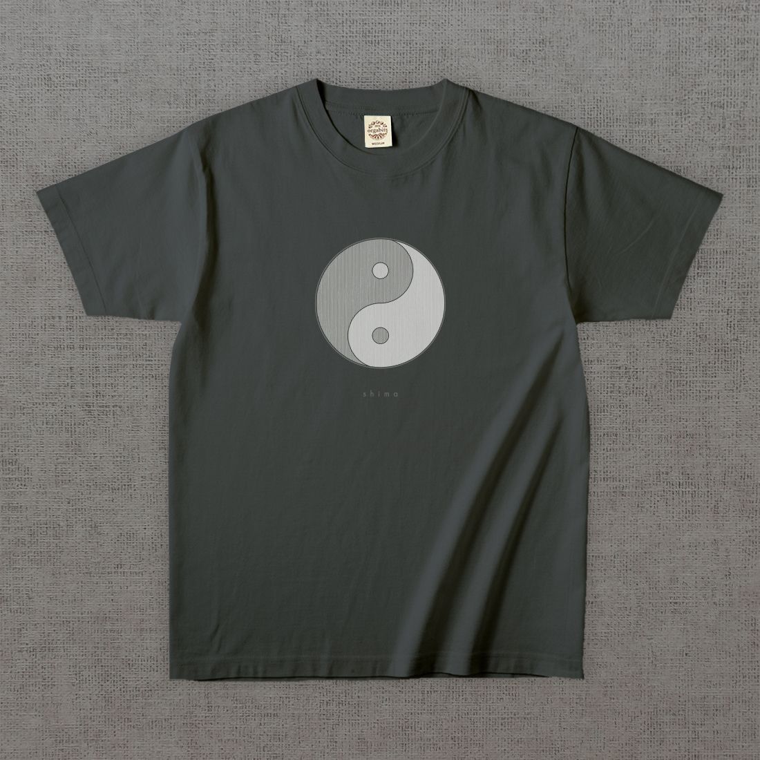 和柄Tシャツ　小紋 縞 -墨・円-