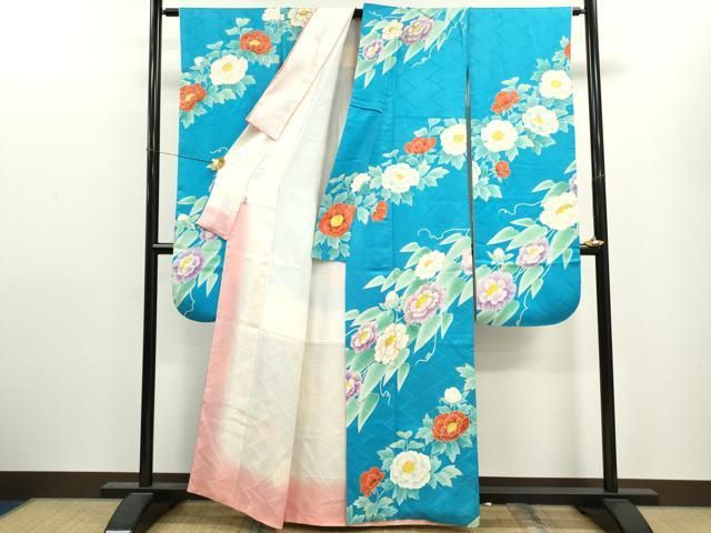 平和屋着物▽豪華振袖 駒刺繍 草花文 金彩 高島屋扱い 正絹 逸品