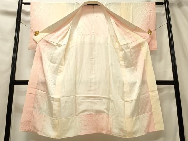 平和屋着物●長襦袢　無双仕立て　遠山文　舞桜　暈し染め　正絹　逸品　AABH8440ck 平和屋着物○長襦袢 無双仕立て 横段舞桜文 暈し染め 正絹 逸品