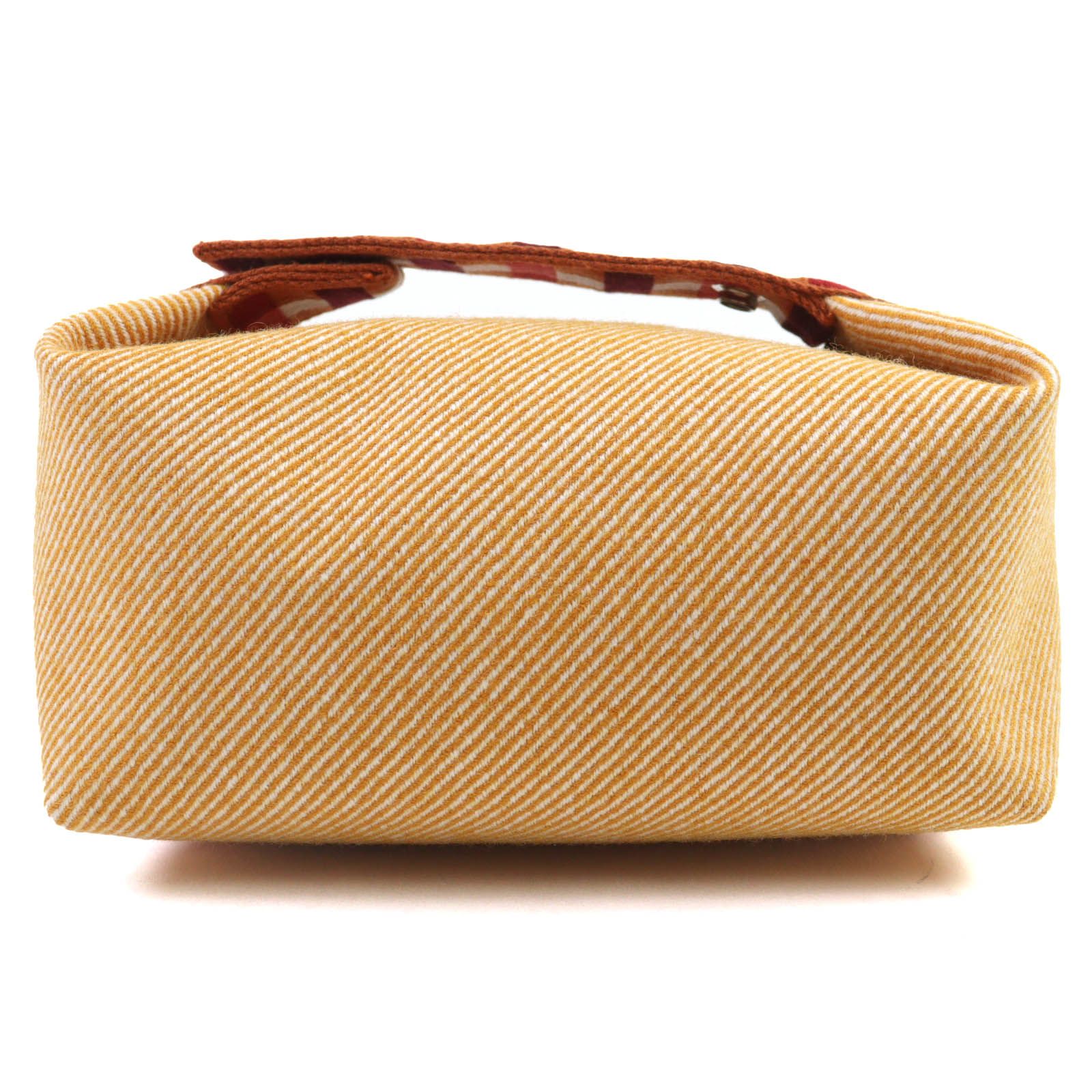 HERMES エルメス ブリッド ア ブラック PM オ カレ ウール100％ フォーブ オレンジ シルバー金具 Hロゴ ハンドバック ポーチ フランス製 レディース