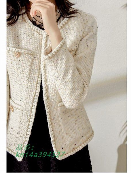 ノーカラージャケット ゴージャス ホワイト 上品 入学式 結婚式 大きいサイズ有り Sから2L送料無料通勤20代30代40代50代60代 イベント kni4a394527