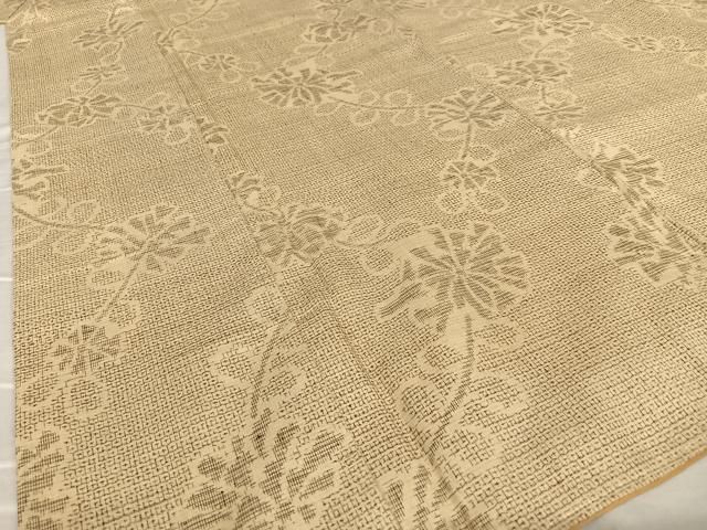 平和屋着物○本場結城紬 重要無形文化財 80亀甲 草花文 正絹 逸品 未