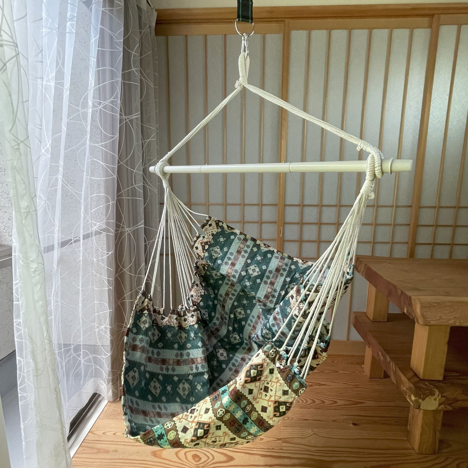 ハンモックチェアー ハンキングチェアー 吊り下げハンモック ハンモックブランコ 棒付き