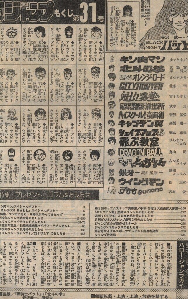 週間少年ジャンプ　１９８５年　昭和６０年　７号　集英社　ドラゴンボール 週刊少年ジャンプ1985年7号】ドラゴンボール 表紙2回目 鳥山明