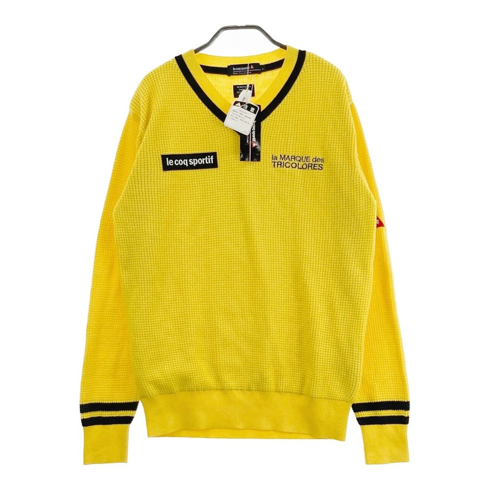 LE COQ GOLF ルコックゴルフ ニットジャケット グレー系 M ゴルフウェア メンズ LE COQ GOLF ルコックゴルフ 中綿切替 ニットジャケット ボーダー柄