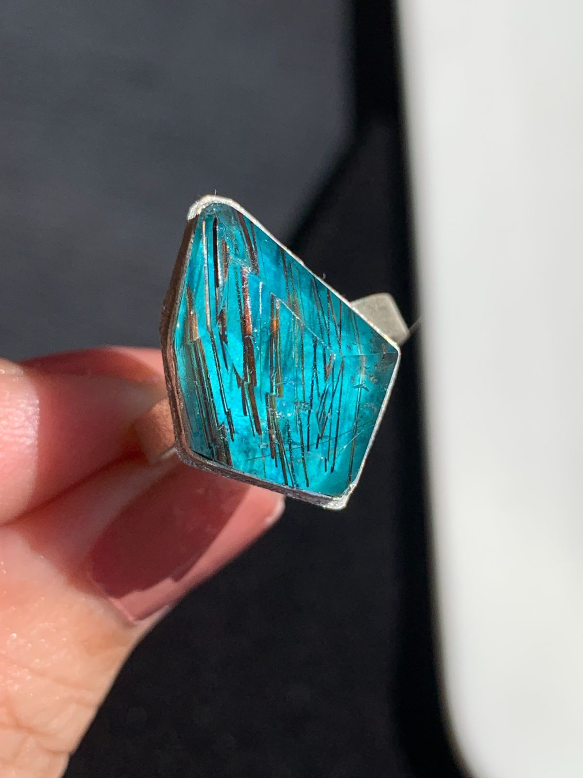 エメラルド×ルチルクォーツ ダブレットストーンリング SV925シルバー 12 1点もの エメラルド×ルチルクォーツ ダブレットストーンリング SV925