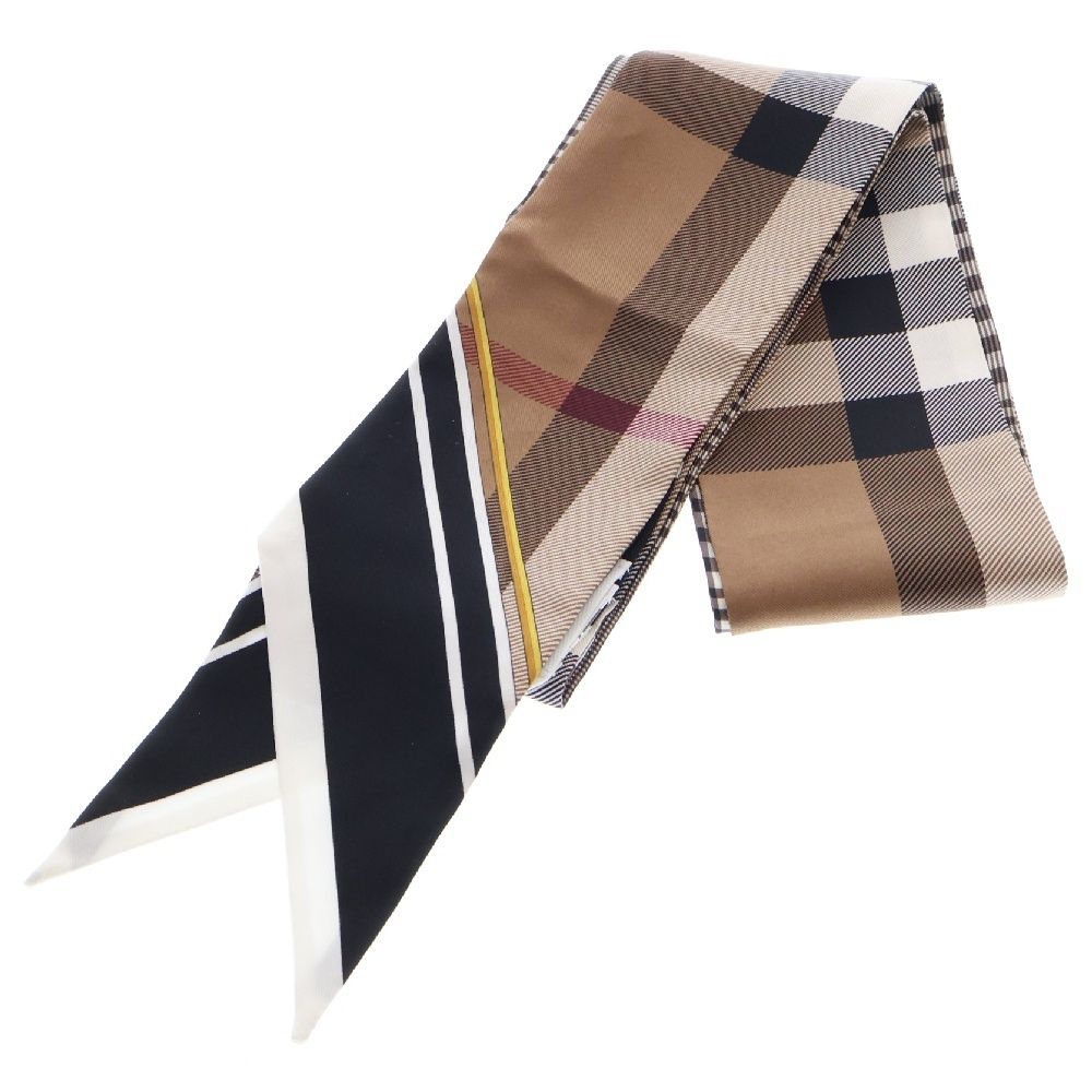 美品【BURBERRY】バーバリー　スキニースカーフ　チェック　ブラウン 楽天市場】BURBERRY バーバリー スキニースカーフ 180×8