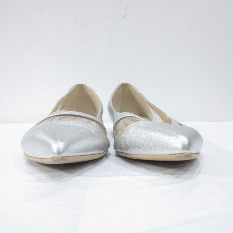 未使用級【DIANA】フラットパンプス(22.5)ポインテッドトゥ レザー　本革 DIANA ブラック ポインテッドトゥ パンプス レザー グリッター