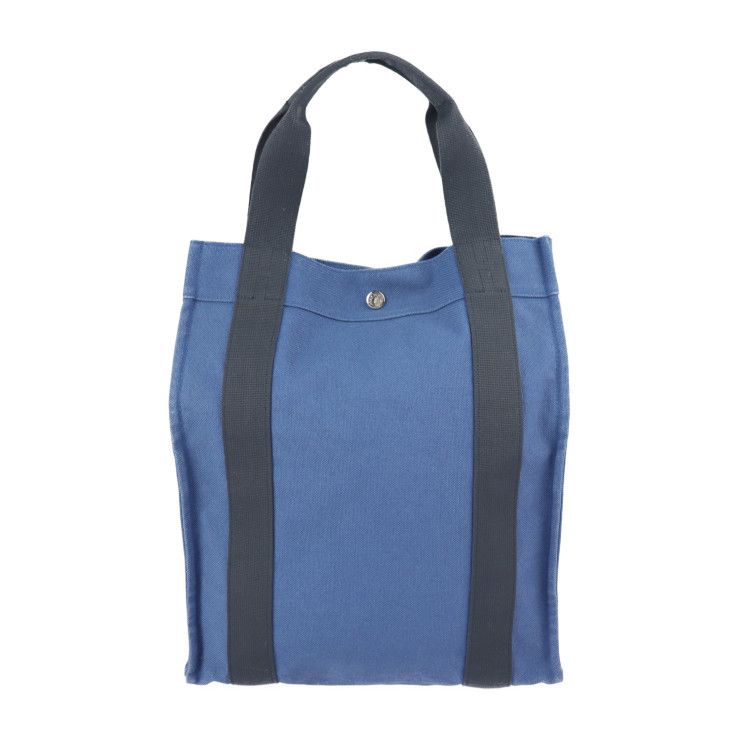 HERMES エルメス トートバッグ コットンキャンバス ブルー ネイビー