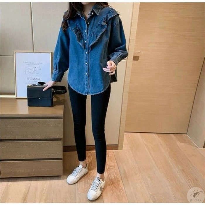デニムシャツ ブラウス レディース きれいめ 40代 春秋 上品