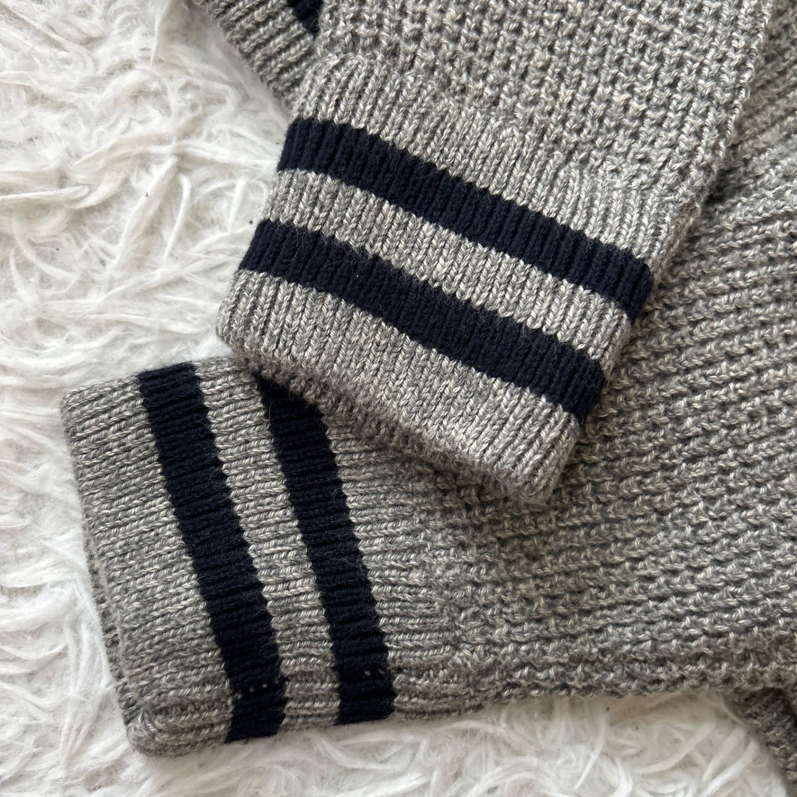 ポロ ラルフローレン ワッフルニットパーカー グレー L/G 14-16 ビッグ