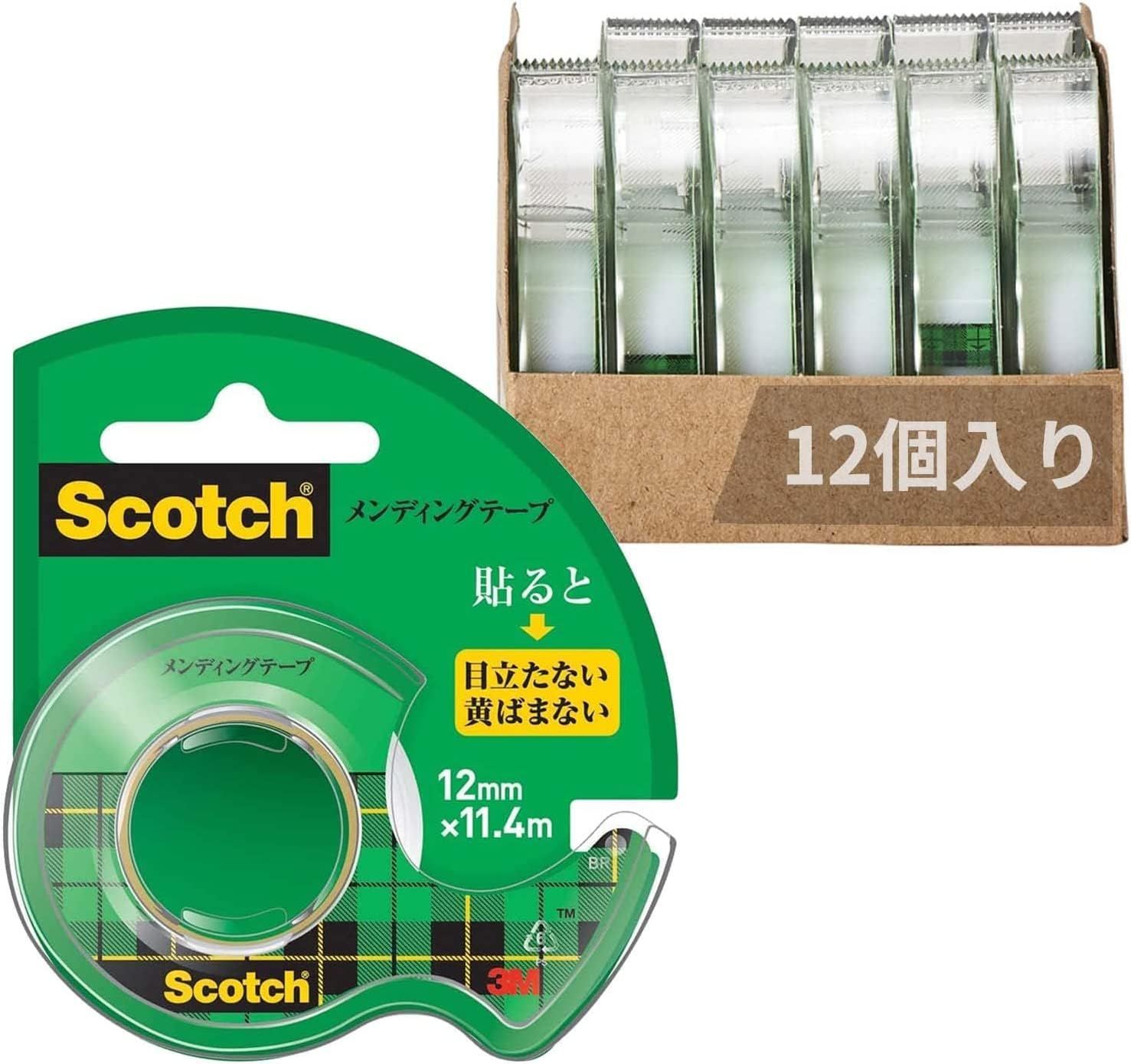 3M スコッチ テープ メンディングテープ ディスペンサー付 12mm×11.4m 小巻 12巻 CM-12