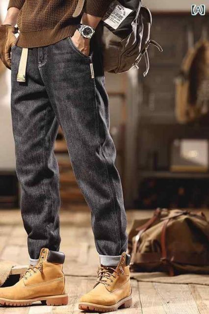 30 メンズ ファッション オシャレ 男性用 シンプル 大人 かっこいい カジュアル ストリート ヒップホップ HipHop アメカジ ジーンズ ルーズ ストレート 綿 パンツ