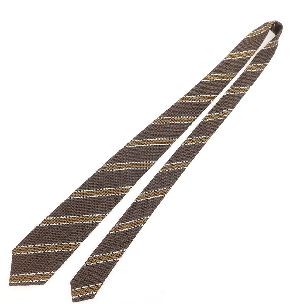 ニッキー nicky シルク ストライプ柄ネクタイ ブラウンxキャメル メンズ