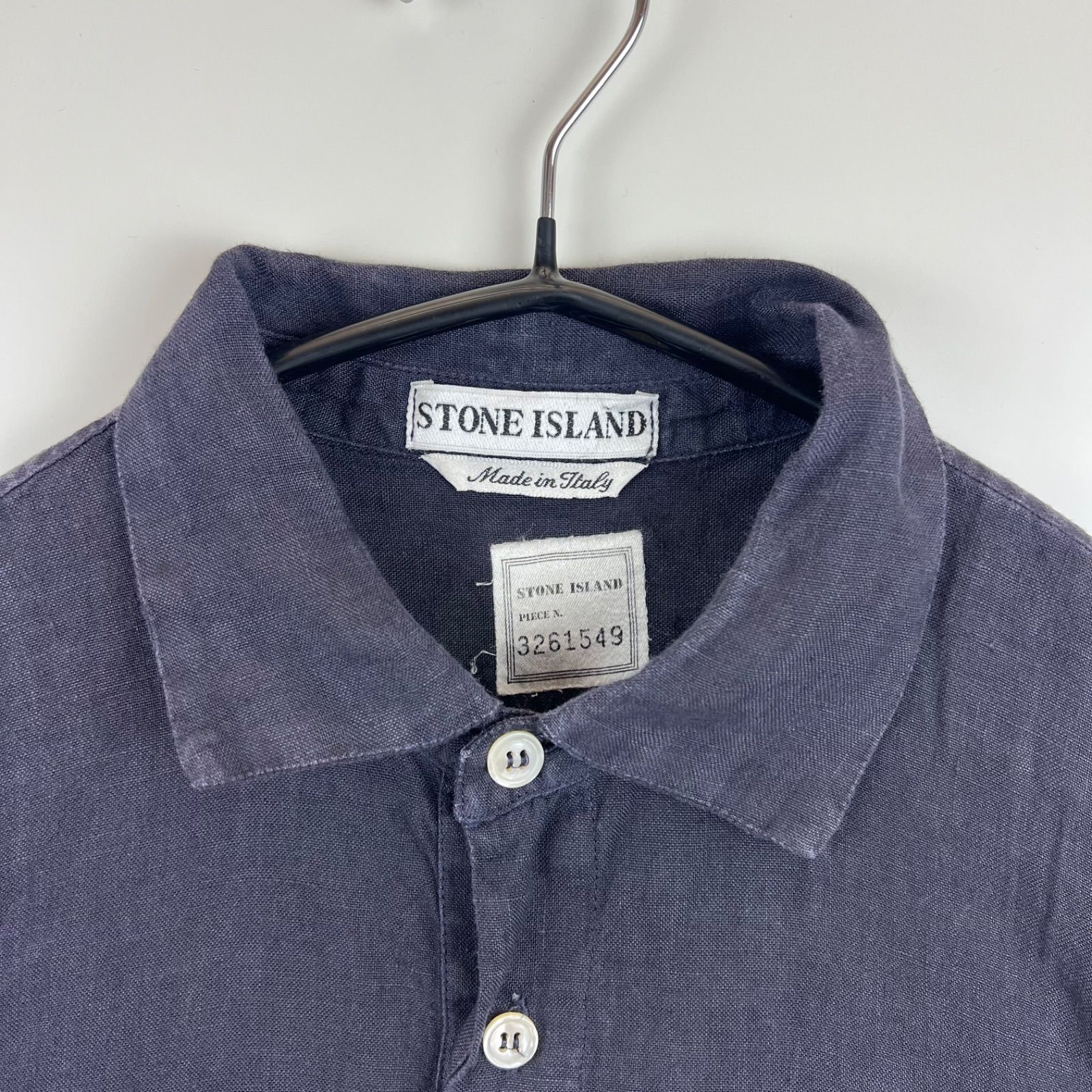 STONE ISLAND MARINA Massimo 90s archive center logo LINEN S/S pull 