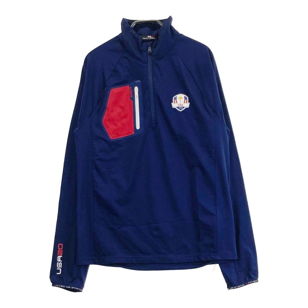 サイズ：S RLX ラルフローレン  裏起毛 ハーフジップ 長袖Tシャツ  ネイビー系 [240101472826] ゴルフウェア メンズ ストスト サイズ：S RLX ラルフローレン 裏起毛 ハーフジップ 長袖Tシャツ