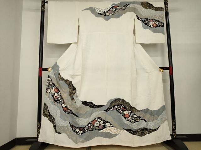平和屋着物○訪問着 辻が花 道長花文 金彩 正絹 逸品 AAAY4736ck