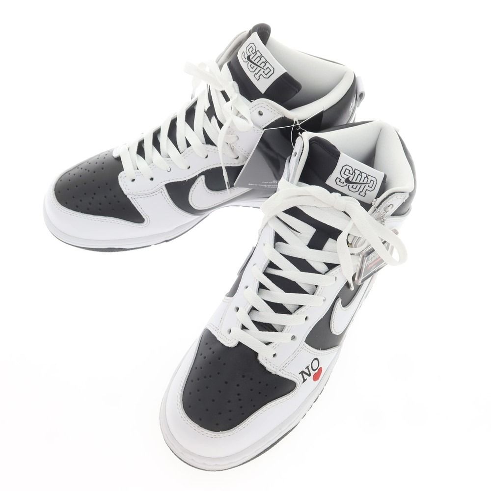 【中古】【未使用】シュプリーム Supreme × NIKE SB 2022年春夏  Dunk High By Any Means スニーカー ホワイトxブラック【サイズ26.5cm】【メンズ】