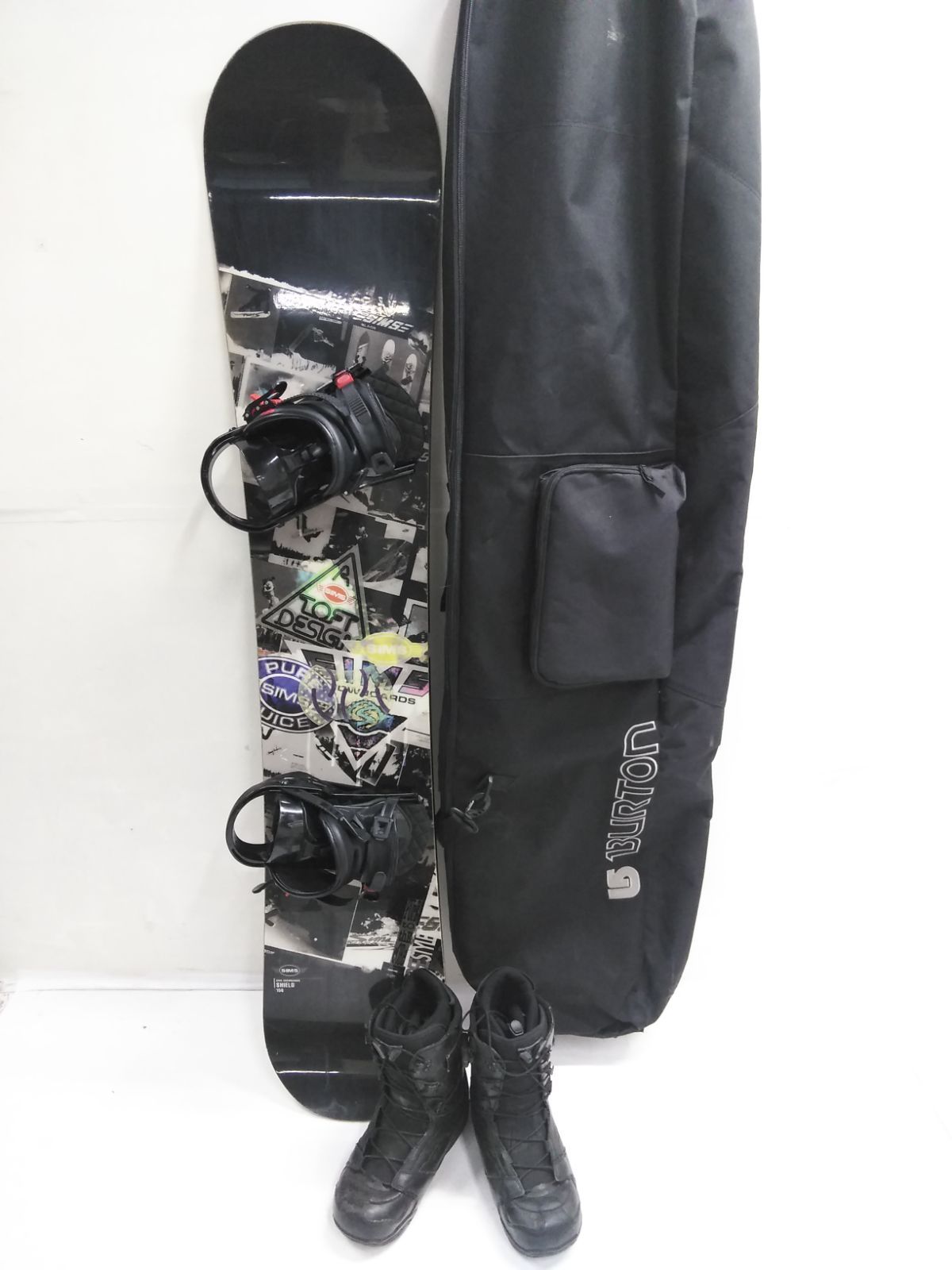 スノーボード　SIMS シムス　152　スノボー　ビンディング　ケース付き SIMS 156cm SIMSケース付 ビンディング付 スノーボード SIMS