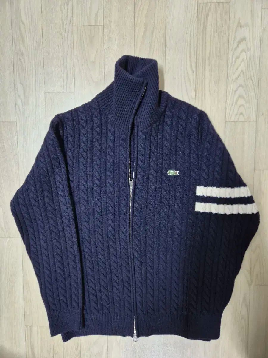 LACOSTE(ラコステ) ケーブル ジップアップ ニット セーター ネイビー