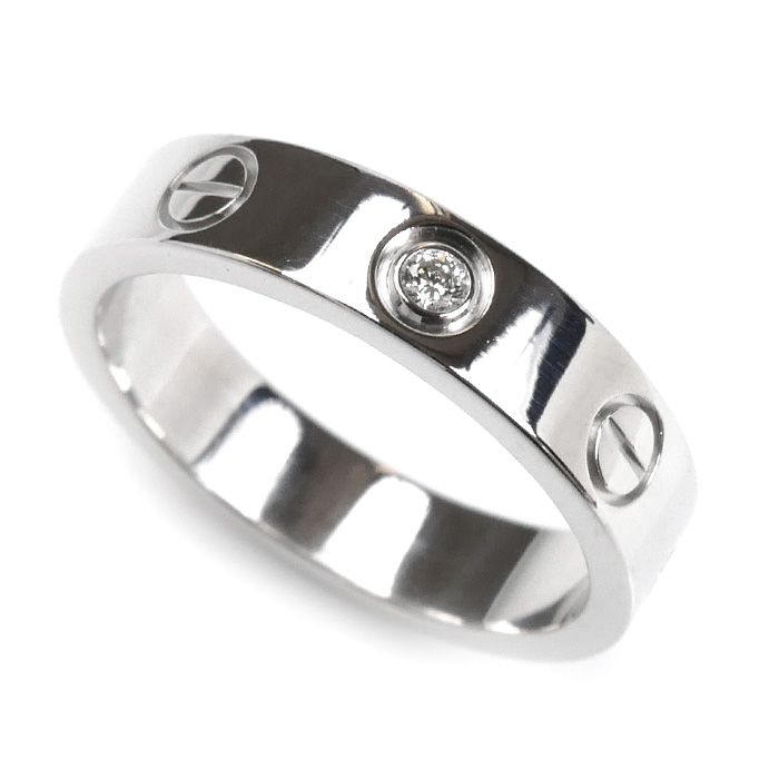 CARTIER カルティエ K18WG ホワイトゴールド ミニラブ 1Pダイヤ リング 指輪 B4050548 ダイヤモンド 8号 48 4.4g レディース