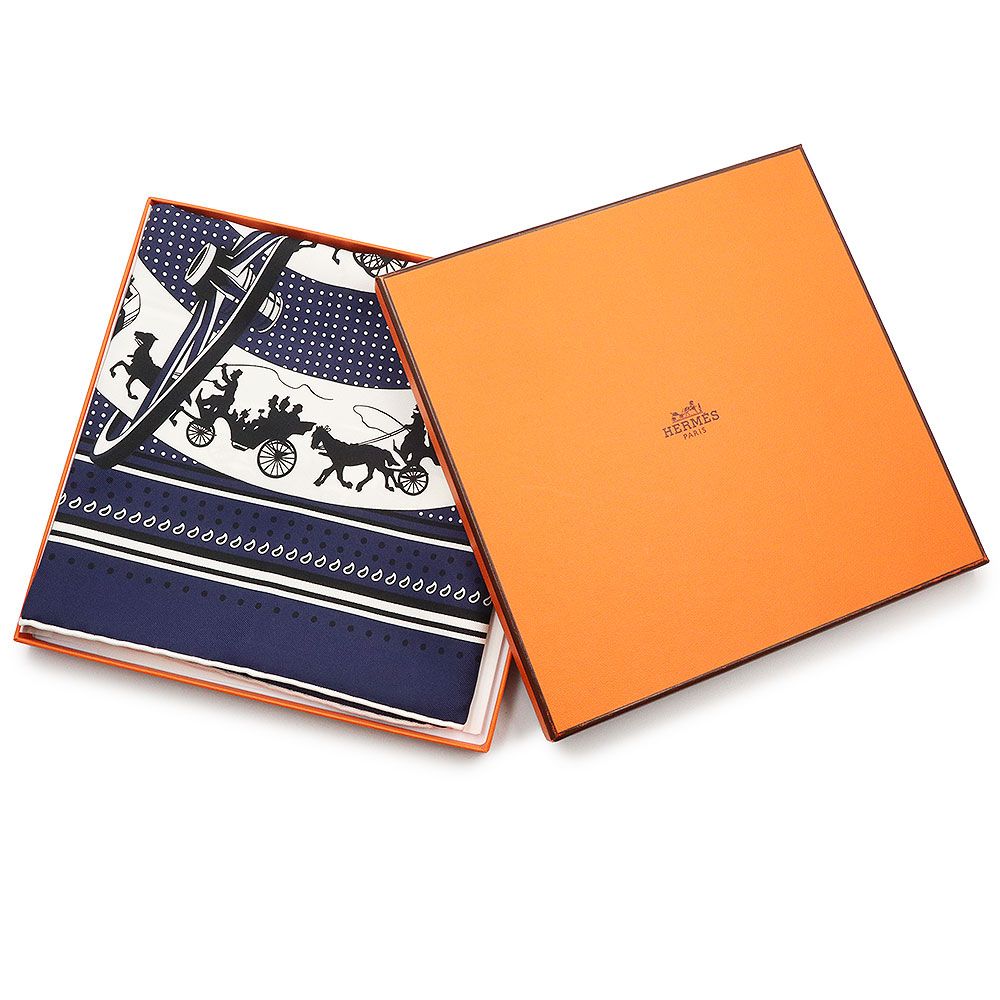 エルメス カレ 55 Paris Qui Roule Bandana 車輪でめぐるパリ バンダナ スカーフ シルク100% マリン マリーヌ ブラン ノワール ネイビー HERMES