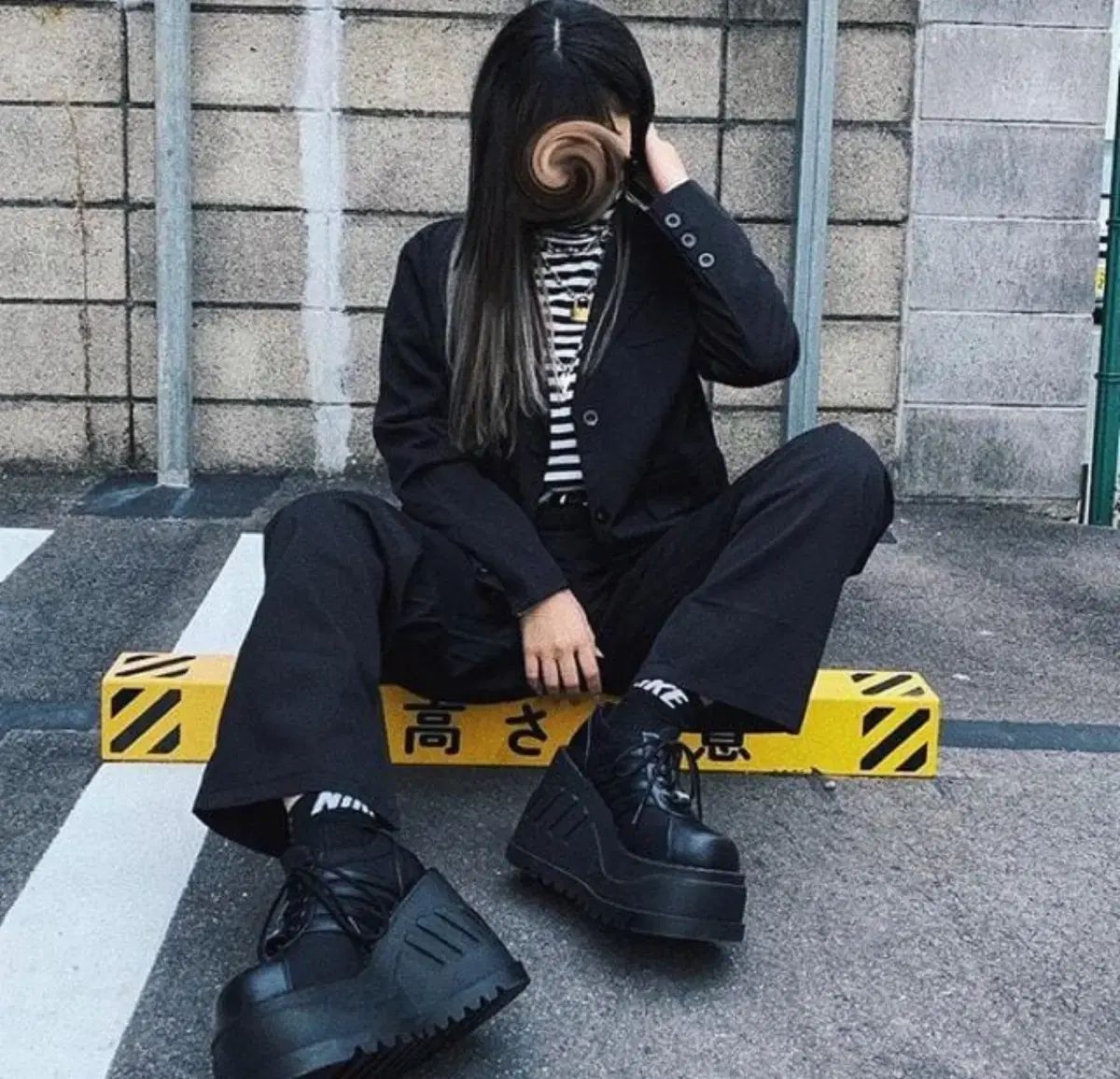 Demonia デモニア 厚底ロングブーツ ロック ゴスロリ V系 黒 26cm